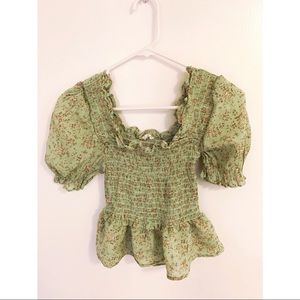 Sage Green Floral Top